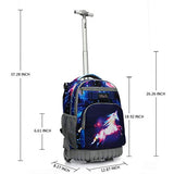Tilami Rolling Backpack 19 inch Wheeled LAPTOP Boys Girls Travel School Student Trip, unicorn