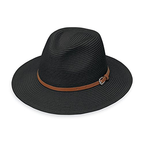 Wallaroo Women'S Naples Sun Hat - Classy Paper Braid Fedora - Upf50+, Black