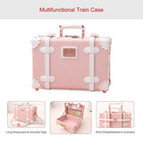 UNIWALKER Vintage Suitcase Set 20 inch Carry on Spinner Luggage with 12 inch Handbag for Women (Embossed Pink)