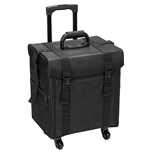 GHP Black Oxford Cloth & Plastic Durable Double-Open Design Cosmetic Travel Storage Box