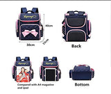 Adanina Cute Print Bowknot Trolley Backpack Elementary Middle School Rolling Bag Wheeled Waterproof