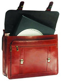 Mancini Leather Goods Luxurious Italian Leather Laptop Briefcase (Brown)