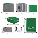 BAGAIL Packing Cubes System 7-Pcs Travel Organizer Accessories for Carry On Luggage with Shoe Bag & Toiletry Bags Lime Green