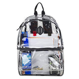 Eastsport Fully Transparent Clear Backpack with Front Pocket, Adjustable Straps and Lash Tab, Black