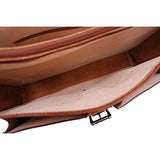 Floto Novella Roller Buckle Briefcase Messenger Bag in Full Grain Leather (Saddle Brown)