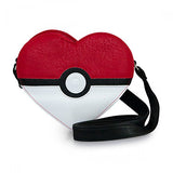 Loungefly Pokemon Pokeball Heart Faux Leather Cross Body Purse Standard, Black,red,white