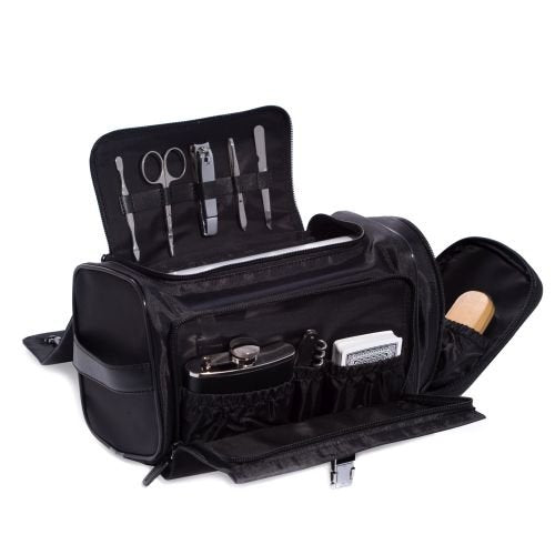 Black Leather & Nylon All In One Executive Tote Bag-13 Pieces