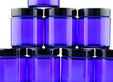 4-Ounce Cobalt Blue Glass Straight Sided Cosmetic Jars (12-Pack); 120 ml. Capacity, BPA-Free Lids