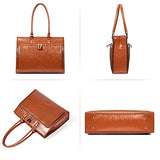 BOSTANTEN Women Leather Briefcase Vintage Shoulder 15.6" Laptop Tote Handbags Brown
