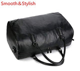 Baosha Hb-06 Pu Leather Travel Tote Bag Weekender Duffel Overnight Bag Carry On Bag (Black)