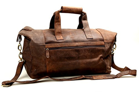 Leather Travel Duffel Bag Overnight Weekend Luggage Carry On Airplane Underseat