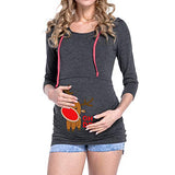 for Tops,AIMTOPPY Ladies Christmas Fawn Print Maternity Care Splicing Long Sleeve Hooded T-Shirt