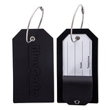 BlueCosto 2 Pack Luggage Tag Label Suitcase Tags Travel Bag Labels w/Privacy Cover - Black