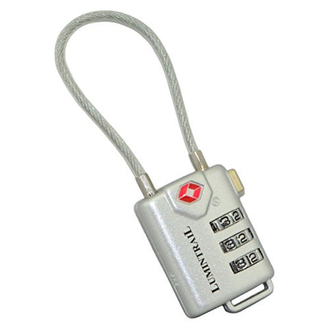Lumintrail TSA Approved Cable Travel Lock Personalized Combination All Metal International Luggage for Suitcase and Baggage - Assorted Colors (Silver)