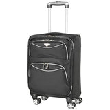 Flight Knight Lightweight 8 Wheel 1680D Soft Case Suitcases Maximum Size For Delta, United and SkyWest - Cabin Black FK0040_S