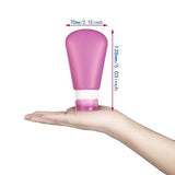Kitdine Portable Soft Silicone Travel Bottles Set (3 Oz, Pink + White + Blue)