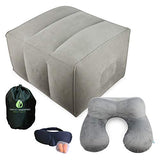Inflatable Foot Rest | Comfortable, Customizable Height and Portable | Perfect For Long Distance Travel | Includes Bonus Travel Kit | Inflatable Neck Pillow, Eye Mask and Ear Plugs