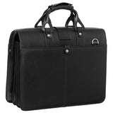 Single Piece Black Litigator Briefcase, Leather Carriage Bag, Business And Softside Type, Locking