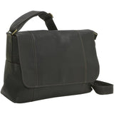 Ledonne Leather Flap Over Shoulder Bag, Black