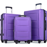 Merax Luggage Set Expandable 3 Piece Sets with TSA Lock, Lightweight Hardside Luggage with Spinner Wheels (Purple)