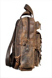 Devil Hunter 18" Leather Backpack For Men / Women Brown Leather Laptop Backpack