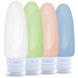 4 Leak Proof Travel Bottles - 3 oz Travel Containers for Travel Size Toiletries with TSA Quart Bag