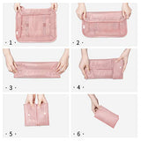 Packing Cubes VAGREEZ 7 Pcs Travel Luggage Packing Organizers Set with Toiletry Bag (Pink)