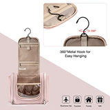 Hanging Toiletry Bag, BAGSMART Travel Toiletry Organizer with hanging hook, Water-resistant Cosmetic Makeup Bag Travel Organizer for Shampoo, Full Sized Container, Toiletries, Pink