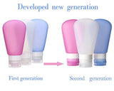 Kitdine Portable Soft Silicone Travel Bottles Set (3 Oz, Pink + White + Blue)