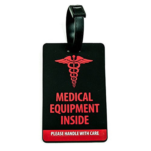 Shacke Medical Equipment Luggage Tag for Respiratory Devices (Black/Vertical)