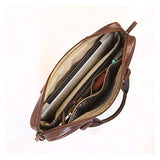 Boconi Becker Zip Leather 15" Laptop Briefcase, Business Computer Bag in Whiskey