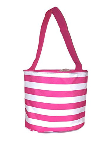 Fabric Bucket Tote Bag For Children - Toys - Easter Basket - Can Be Personalized (Pink & White