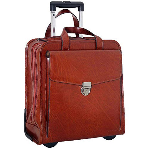 Jack Georges Milano Collection Womens Rolling Laptop Briefcase in Cognac