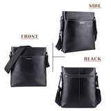Banuce Black Real Leather Messenger Bag for Men Crossbody 9.7" iPad Shoulder Business Bag