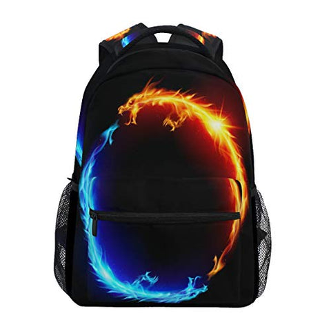 ALAZA Blue Red Fiery Dragon Backpack Daypack College School Travel Shoulder Bag