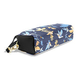 Colourlife Blue Tropical Jungle Flowers Hummingbird Pu Leather Pencil Case Holder Pouch Makeup Bags
