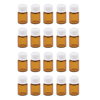 Baoblaze 20 Pcs Mini Empty Amber Glass Essential Oils Sample Bottles Sample Storage Containers