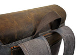 Canvas Leather Laptop Backpack – Unisex, Classic Style, Genuine Leather (Grey)