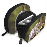 Makeup Bag Cute Turtle Brown Portable Half Moon Cosmetic Bags Set Case For Women,Girls 2 Piece