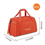 Gonex 60L Travel Duffle Bag, Weekender Overnight Duffel Bag with Shoe Compartment Orange