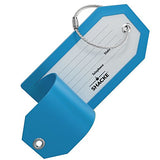 Shacke Luggage Tags with Full Back Privacy Cover w/Steel Loops - Set of 2 (Aqua Teal)