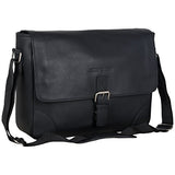 Ben Sherman Leather Single Compartment 15" Laptop Messenger Bag (RFID), Black