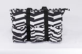 7-Pocket Tote Bag With Zipper (Black and White Zig Zag)