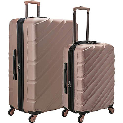 U.S. Traveler Gilmore 2-Piece Expandable Hardside Luggage Set with Push-Button Handle, Rose, Gold