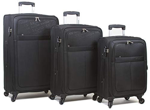 Dejuno Tuscany 3-Piece Lightweight Spinner Luggage Set-Black