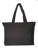 Extra Large Travel Day Tote Bag Heavy Duty Cotton Twill Zip Top (Charcoal Gray)