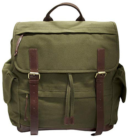 Mancini Leather Goods Large Backpack for 15.6" Laptop (Olive - Brown Trim)