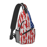 American Flag Fish Sling Bag Crossbody Backpack Shoulder Casual Chest Bags For Travel Gym Sport Hiking