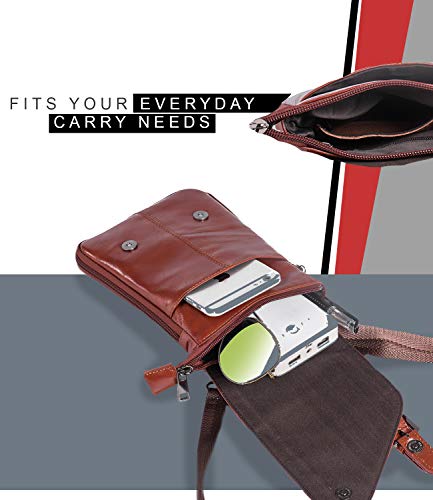 Hengwin Leather Crossbody Cell Phone Purse Belt Holster Wallet Case with  Belt Clip Belt Loop Waist Pouch Travel Messenger Bag