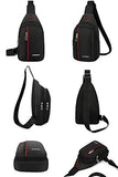 Small Sling Compact Crossbody Bag Chest Shoulder Travel Bag Purse for Men Women with Earphone Hole Water Resistant (Black)